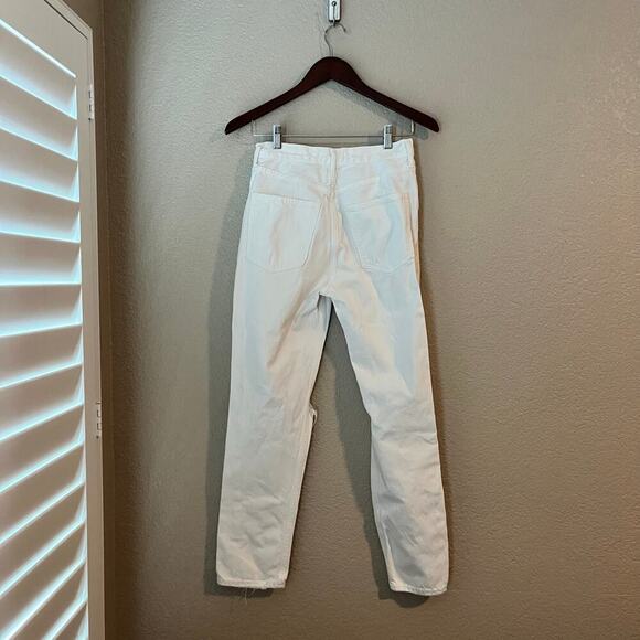 Agolde Fen Jeans White Organic Cotton Distressing 26 Relaxed High Rise Taper - Picture 3 of 11